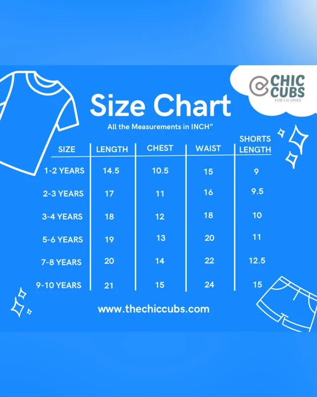 MICKEY MOUSE CORD SET Size Chart