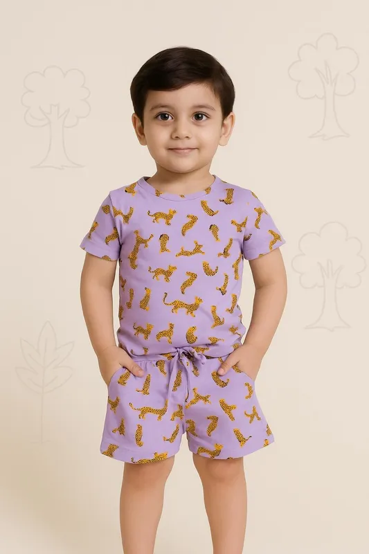 Cheetah Theme Purple Co-ord Set