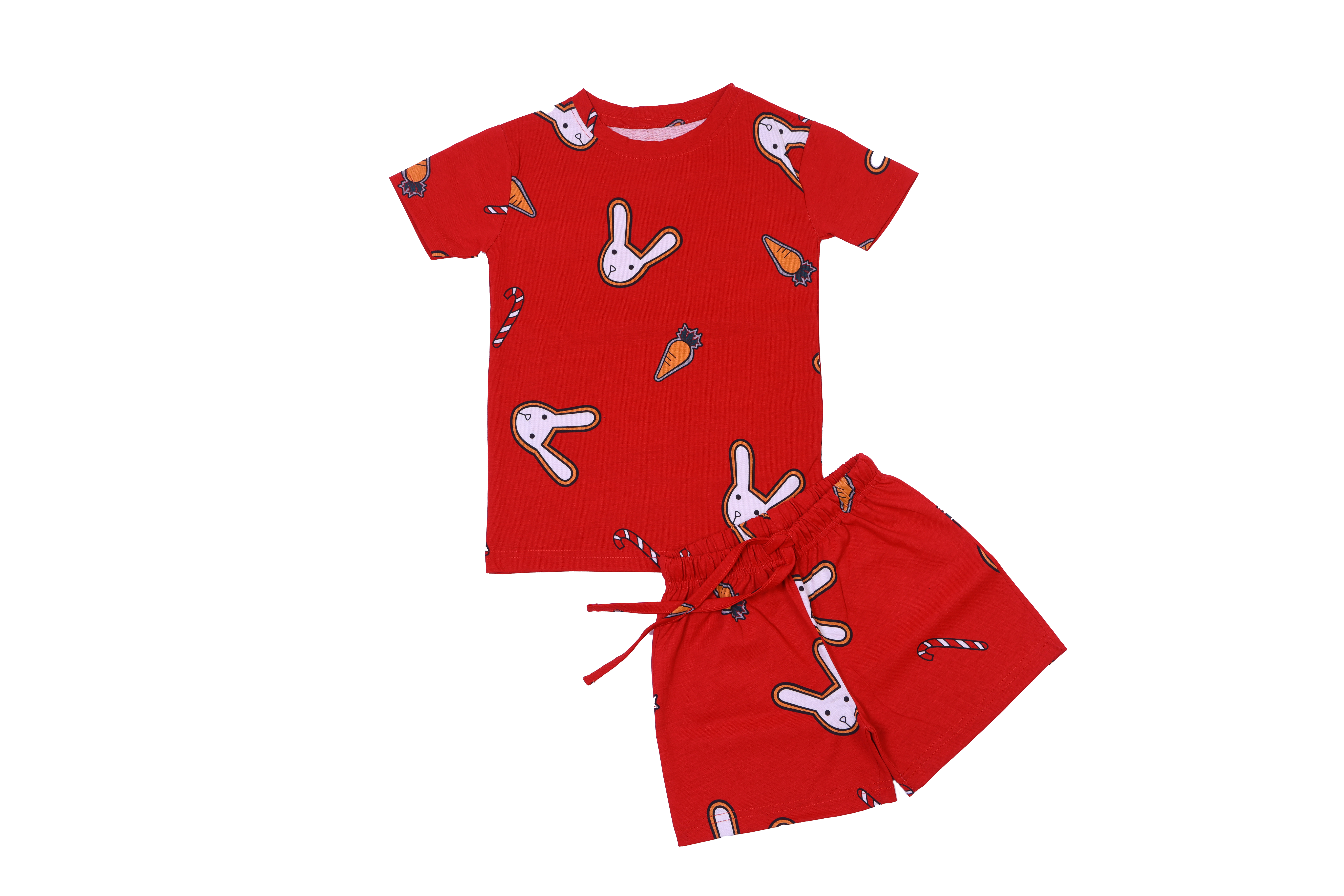 RED CARROT AND BUNNY AOP CORD SET