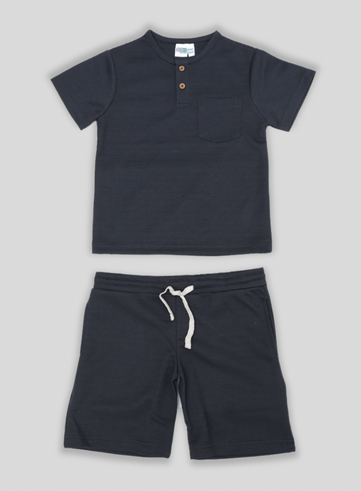 Boys 2-Piece Waffled poly Jersey Set – GREY COLOR